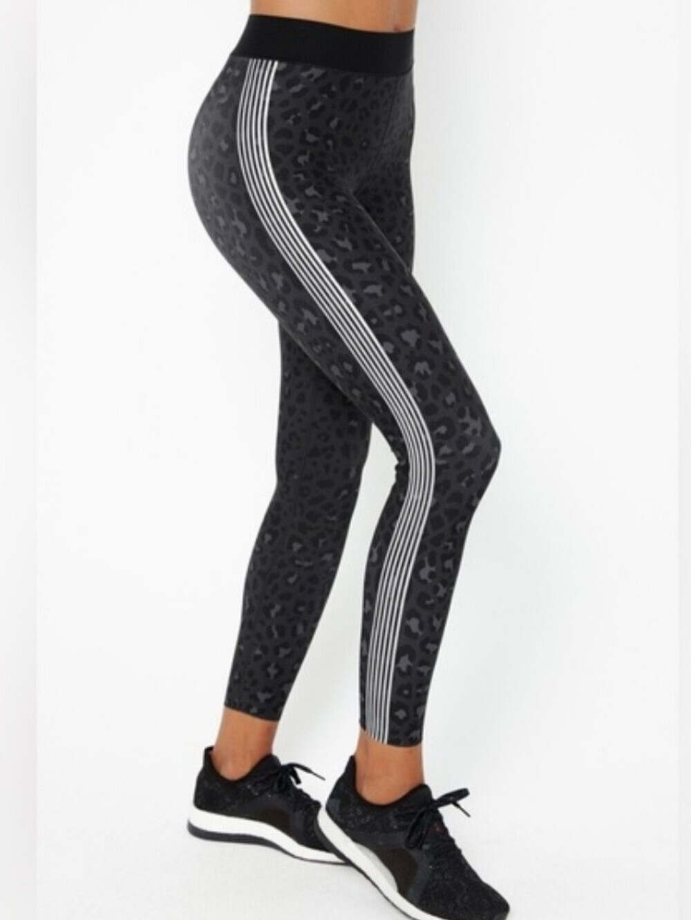 Ultracor Amina Leopard Stripe Leggings Gray Women's Size S High Rise Activewear